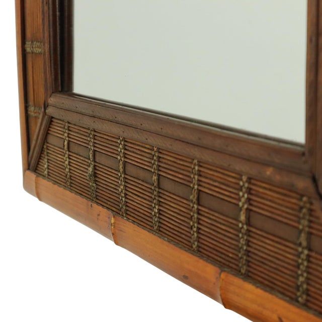 Vintage Square Bamboo and Rattan Mirror, 1960s For Sale - Image 9 of 16