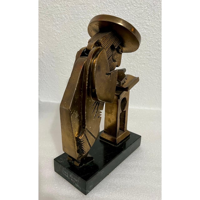 Frank Meisler, Rare Vintage Israeli Judaica Rabbi Praying Mechanical Sculpture Frank Meisler For Sale - Image 11 of 11