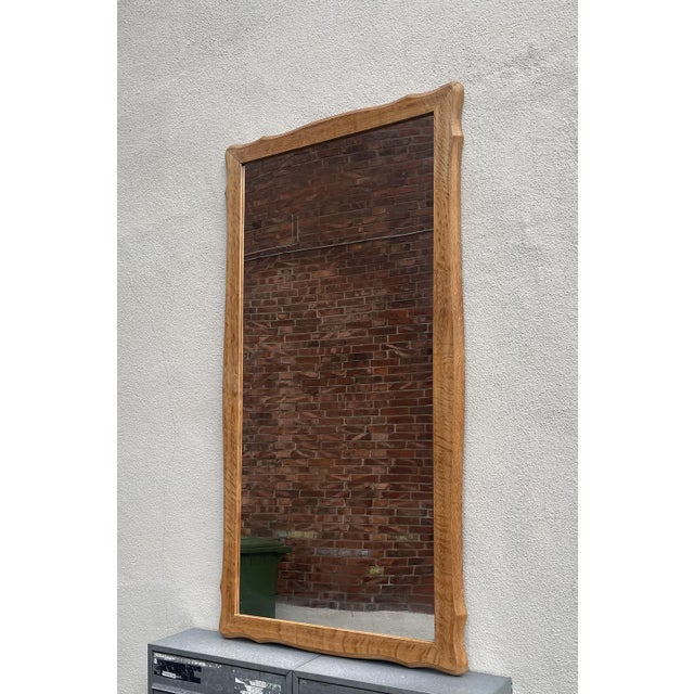 1960s Vintage Danish Wall Mirror with Sculptural Oak Frame, 1960s For Sale - Image 5 of 5
