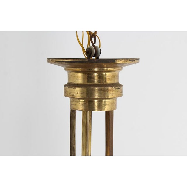 Art Nouveau Liberty Style Brass and Glass Chandelier Late Xix Sec Austria For Sale - Image 5 of 17