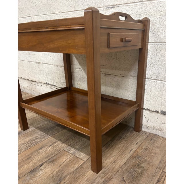 Vintage Chippendale Style Tray Top Nightstand Bedside Table Side Table Tea Table For Sale - Image 10 of 12
