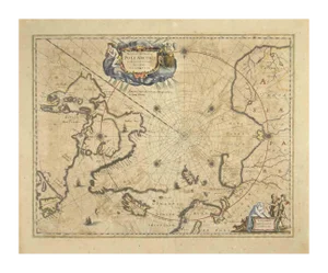 Johannes Janssonius, Map of the Poles, Etching, 1650s