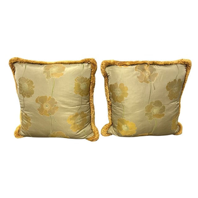 Vintage Floral Satin & Tapestry Pillows - Set of 3 For Sale - Image 4 of 14