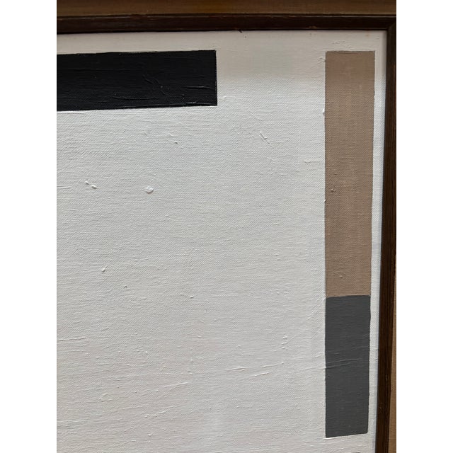 Vintage Mid-Century Modern Abstract Minimalist Hard Edge Geometric Painting Signed For Sale In New York - Image 6 of 8