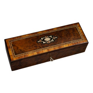Marquetry Glove Box in Burr Walnut and Rosewood, 1880 For Sale