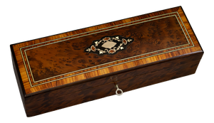 Marquetry Glove Box in Burr Walnut and Rosewood, 1880
