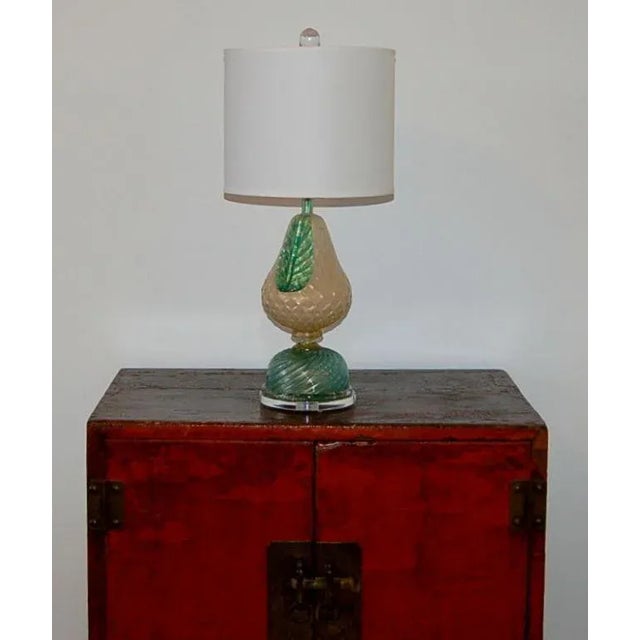Mid-Century Modern Barovier & Toso White Opaline Pear Lamp For Sale - Image 3 of 11