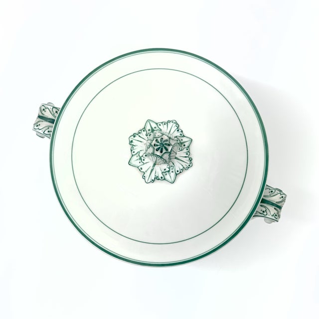 Early 20th Century Early 20th Century Vintage White and Green Soup Tureen For Sale - Image 5 of 10