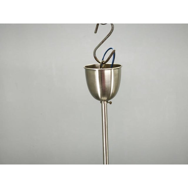 Vintage Czech Art Deco Opaline Glass and Chrome Pendant Lights, 1930s, Set of 2 For Sale - Image 4 of 16
