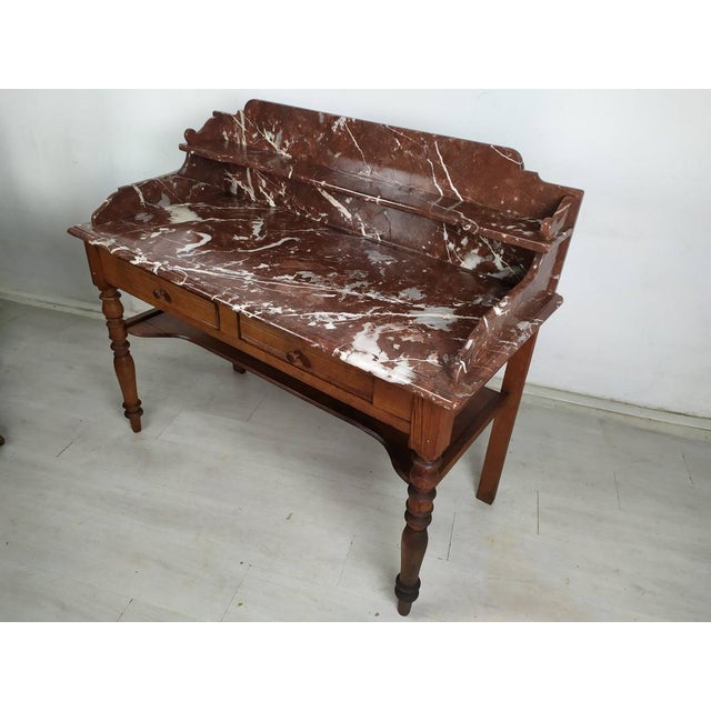 Maroon Vintage Marble Dressing Table For Sale - Image 8 of 18