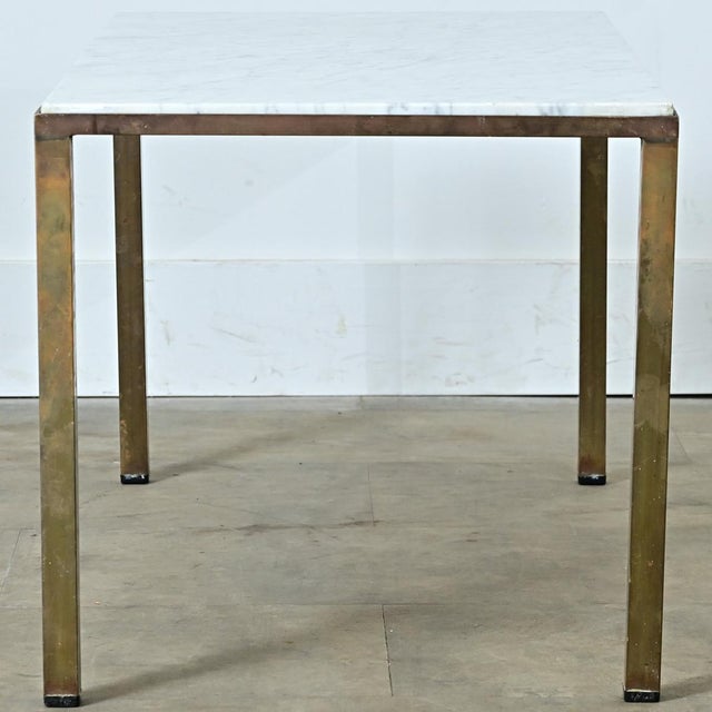Metal French Early 20th Century White Marble & Brass Coffee Table For Sale - Image 7 of 12