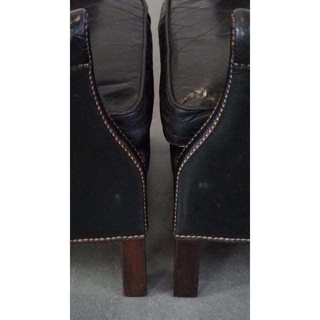 Set of Black Armchairs with Reversible Kilim Seat Cushion For Sale - Image 15 of 18