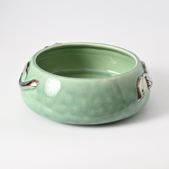 1930s Green and Silver Bowl by Clarice Cliff for Newport, 1930s For Sale - Image 5 of 10