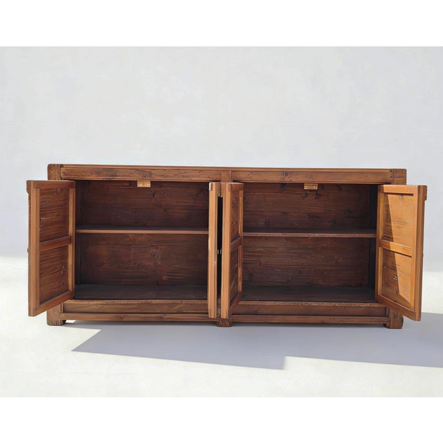 Double-Door Pine Farmer's Sideboard Cabinet For Sale - Image 10 of 12