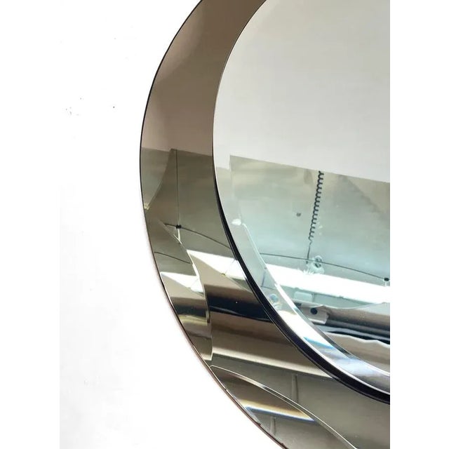 Mid-Century Italian Oval Mirror with Bronzed Graven Frame from Cristal Arte, 1960s For Sale - Image 9 of 16