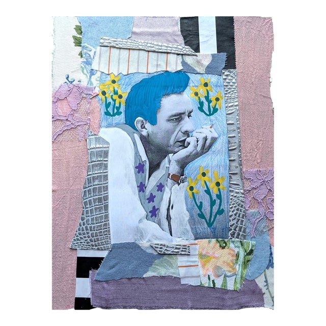 Johnny Cash Contemporary Mixed Media Collage For Sale