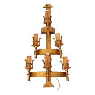 Large Vintage French Wrought Iron Wall Sconce For Sale