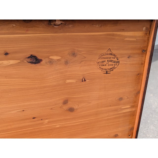 Mid-Century Modern Vintage Jacob Bloom Style Mid-Century Walnut Stained Cedar Chest Storage Bench For Sale - Image 3 of 10