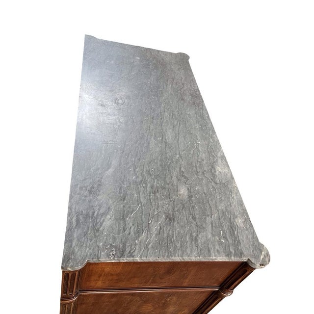 Antique Italian Louis XVI Commode in Walnut with Gray Marble For Sale - Image 6 of 18
