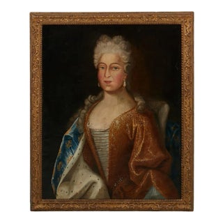 18th Century French Portrait Oil Painting of a French Noble Woman, Framed For Sale