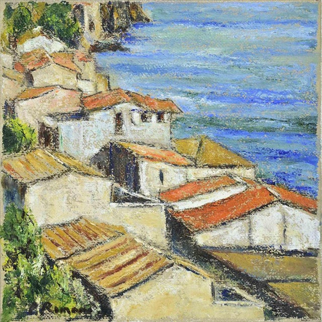 Pino Romanò, Roofs in Chanalea, Oil Painting, 1990s For Sale