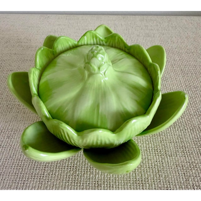 Mediterranean Vintage Italian Artichoke Lidded Bowl For Sale - Image 3 of 12