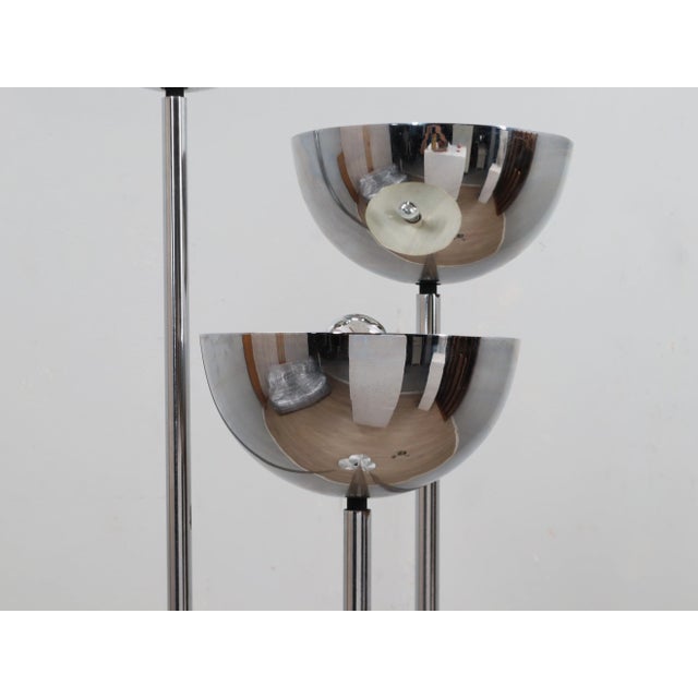 Mid-Century Modern Space Age Italian Chrome 3-Column Floor Lamp from Lamperti, 1970s For Sale - Image 3 of 17
