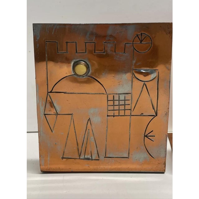 Israeli Mod Arts & Crafts Copper Sculpture Bookends Bezalel Schatz Yaad Studio, c.1960s For Sale - Image 15 of 15