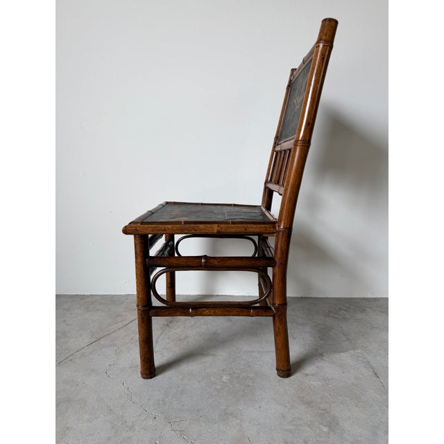 Wood 19th-Century Aesthetic Movement Bamboo Side Chair With Bird Motif Panels For Sale - Image 7 of 12