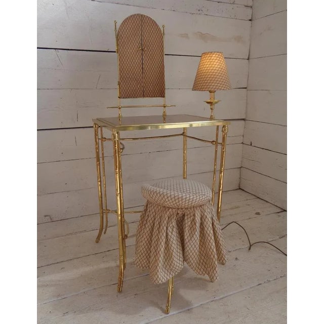 Dressing Table and Seat in Faux Bamboo, 1950s, Set of 2 For Sale - Image 9 of 18