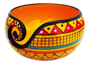 African Handcrafted Yellow Ceramic Knitting Yarn Bowl Holder