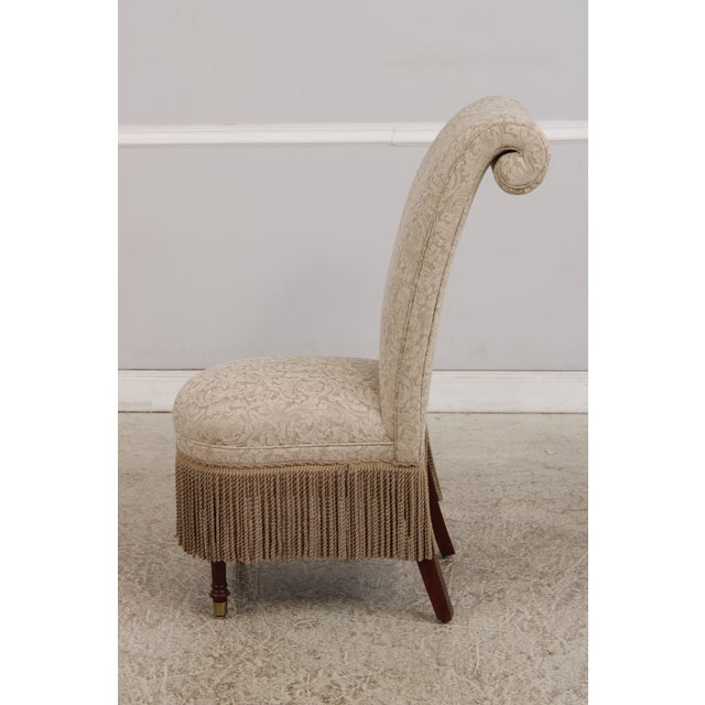 Pair of Design Master High Back Upholstered Slipper Chairs For Sale - Image 14 of 18