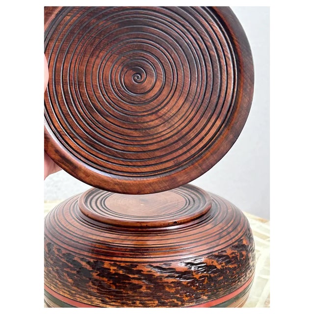 Brown Mid 20th Century Ooak Japanese Yamanaka Lacquer, Round Box/Added Dragon/Ruby Gem For Sale - Image 8 of 11