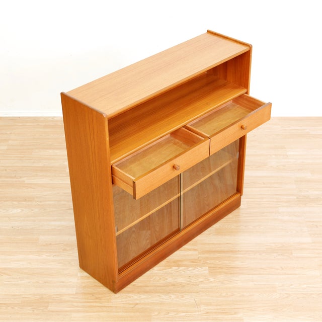 Pair of Vintage Nathan Teak China Display Cabinets For Sale - Image 13 of 15