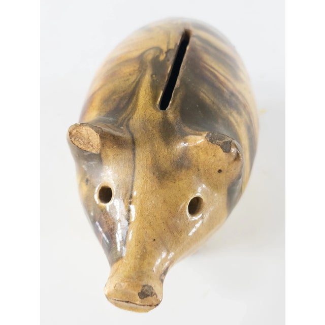 Early 20th Century Rustic Pottery Pig Form Piggy Bank For Sale - Image 9 of 11
