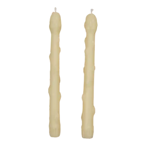 Asparagus Beeswax Taper Candles in Alabaster White - a Pair