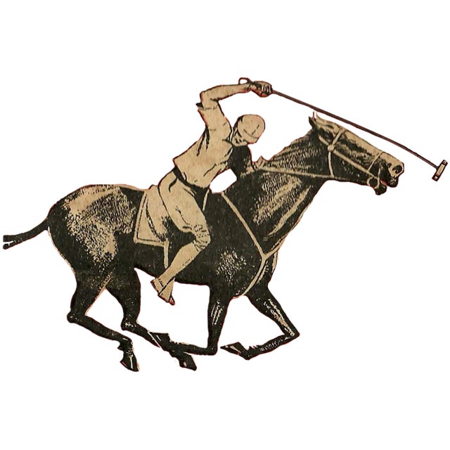 Polo Player Linen Equestrian Pillow For Sale - Image 4 of 4