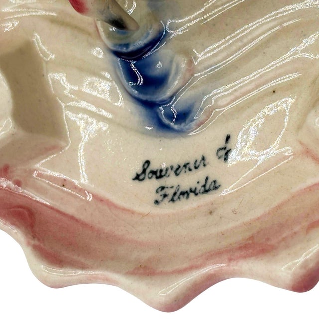 Rare 1948 "Soweru of Florida" Drinking Pink Flamingo Ceramic Ashtray For Sale - Image 4 of 5