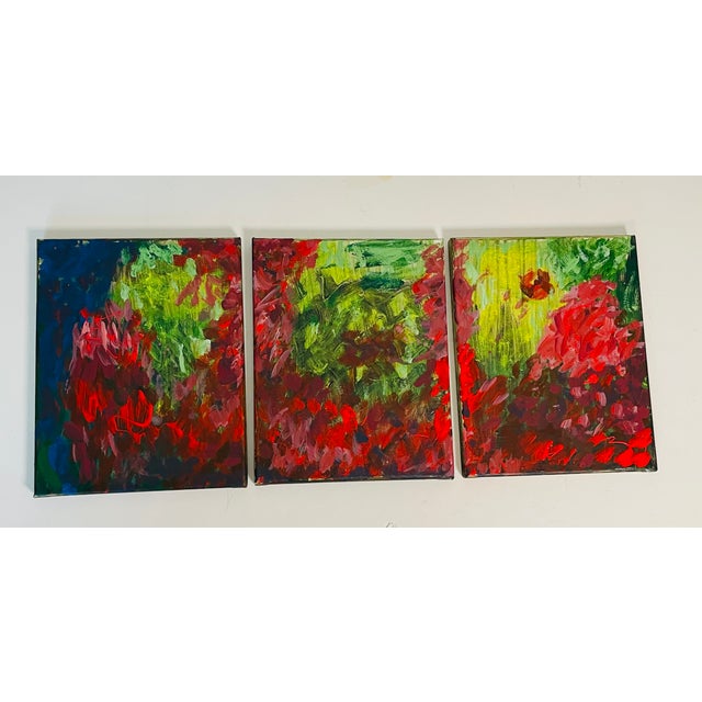 1970s 1970s Abstract Expressionist Triptych on Canvas Signed by the Artist For Sale - Image 5 of 6