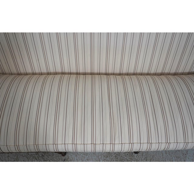 Brown Ethan Allen French Louis XVI Style Mahogany Upholstered Large Sofa For Sale - Image 8 of 18