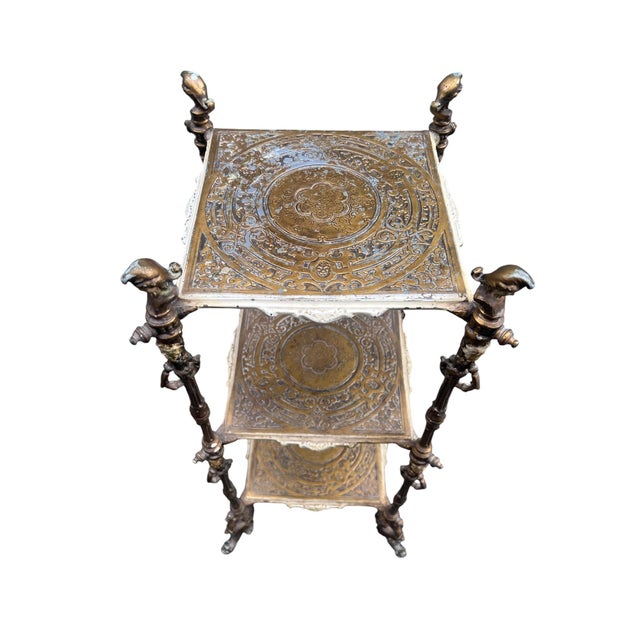 Iron Figural Brass Tone Victorian Pedestal For Sale - Image 9 of 17