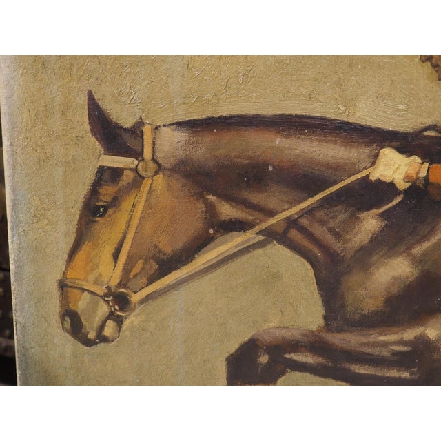 The Hunter Jumper, Early 1900s Signed European Equestrian Oil on Canvas Painting For Sale - Image 14 of 18