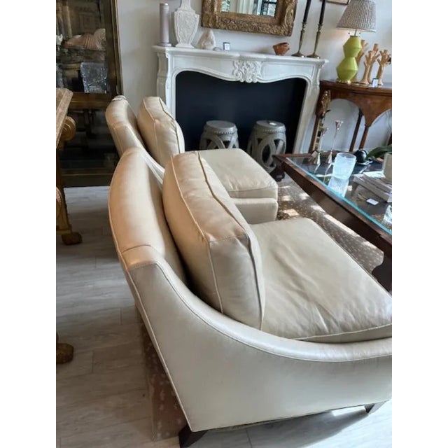 Pair of Vegan Leather Baker Lounge Chairs For Sale In New York - Image 6 of 7