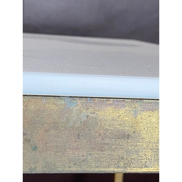 72" Paul McCobb Brass + Vitrolite Console Table For Sale - Image 6 of 18