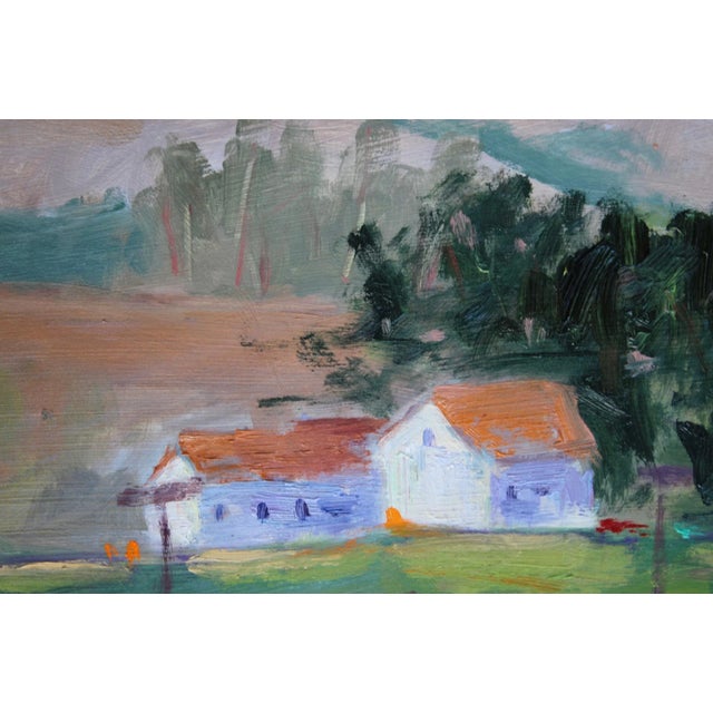 Wood Original Painting, Plein Air Sonoma Farm California For Sale - Image 7 of 13
