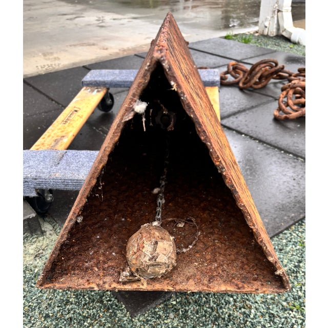 Brown Cast Iron Bell Steel 4 Ft Artisan Made Antique 19th Century For Sale - Image 8 of 11