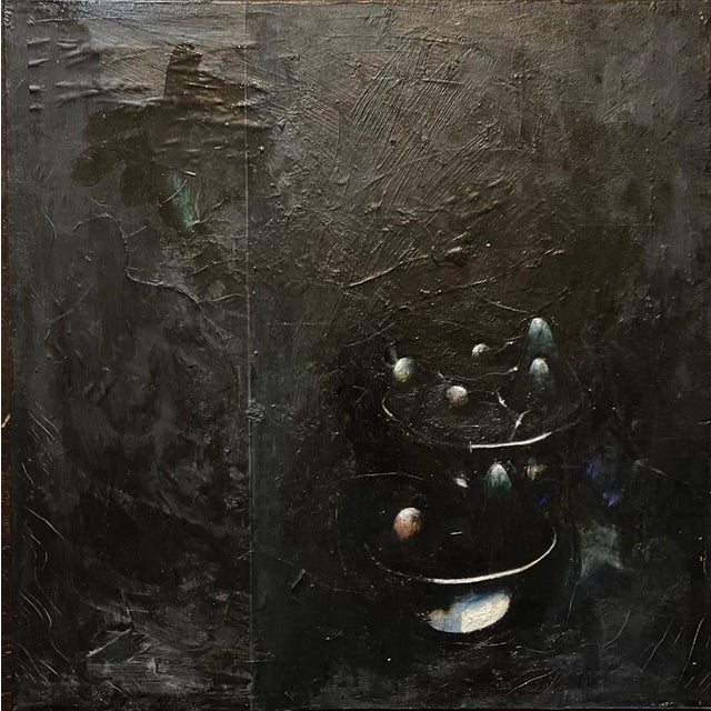 Contemporary Kevin Larmon, Minimalist Black Oil Painting, Collage, Mixed Media on Canvas Kevin Larmon, 1985-1986 For Sale - Image 3 of 12