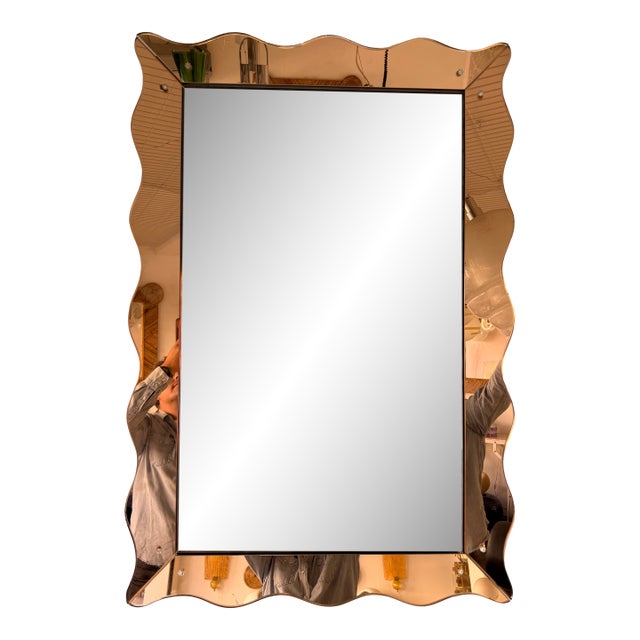 Mirror Pink Glass by Cristal Art Italy, 1960s For Sale
