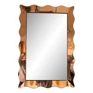 Mirror Pink Glass by Cristal Art Italy, 1960s