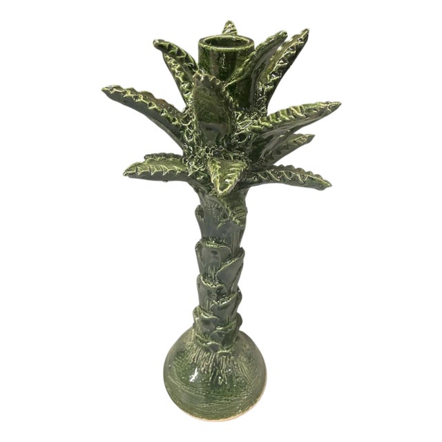 Handcrafted Moroccan Ceramic Palm Tree Candle Holder For Sale